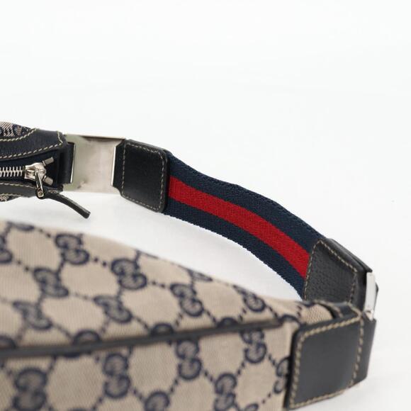 GUCCI GG Canvas Sherry Line Shoulder Bag Navy Beige Red - Picture 14 of 16